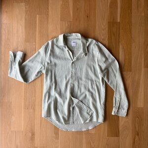 Zara Sage Seersucker Long-Sleeve Button-Down Shirt